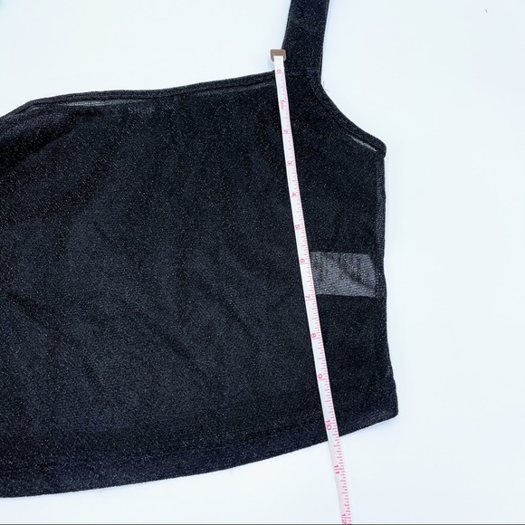 Shein Fitted Black Glitter Sleeveless Crop Top XS - Picture 6 of 8